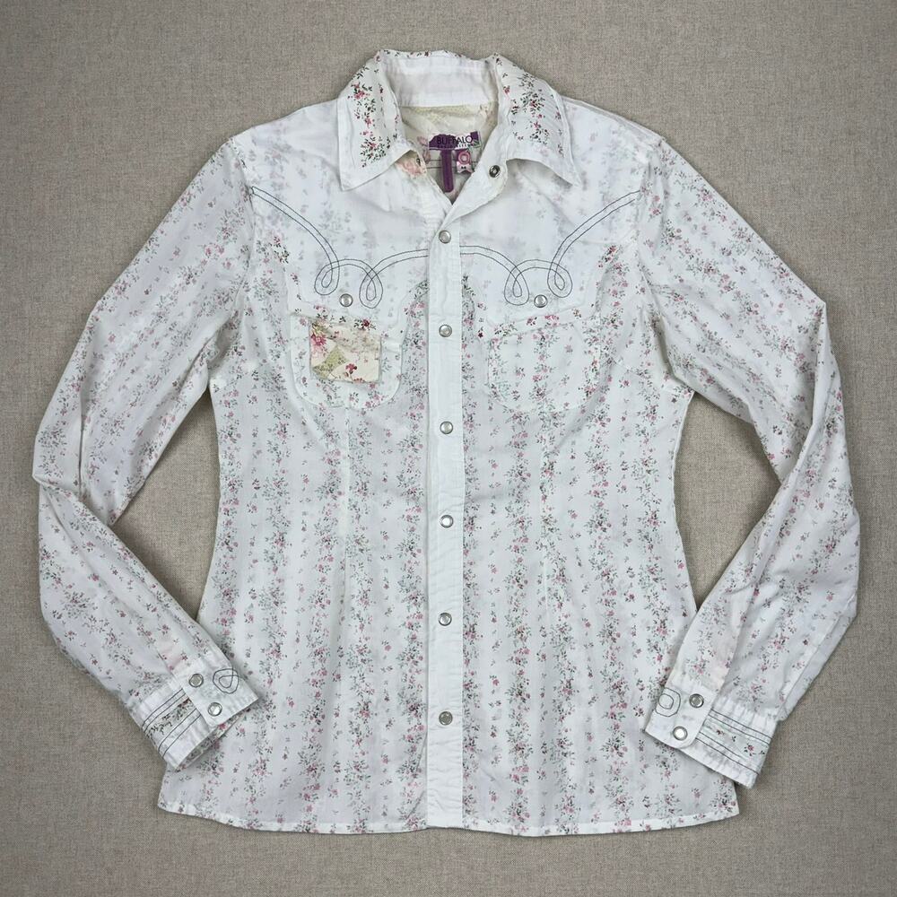 Buffalo David Bitton Floral Western Shirt Y2K Cowgirl Medium Loop di Lou Style
